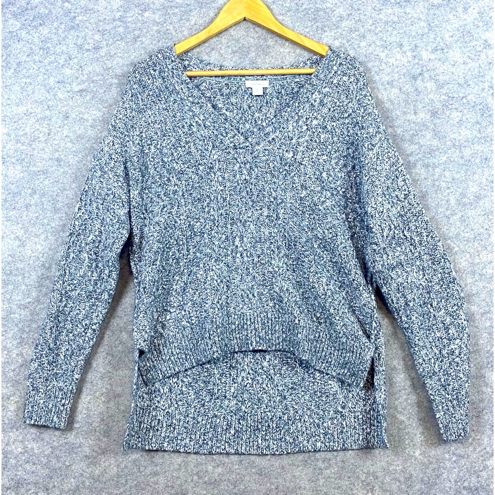 Sundance Cable Knit Sweater Size M Gray High Low SOFT Neutral Casual Winter Warm